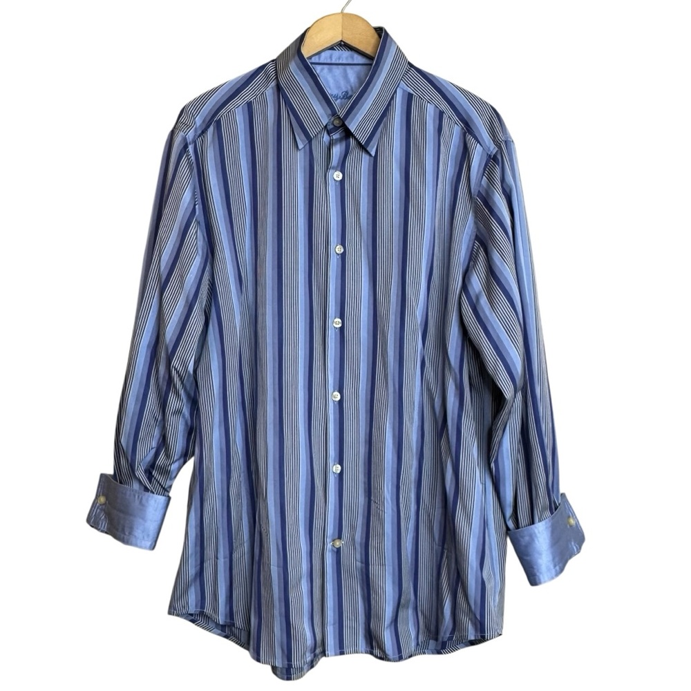 Tommy Bahama Men's Silk Stripe Button Down Long Sleeve Shirt M Blue